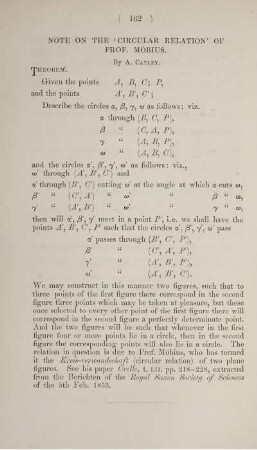 Note on the "Circular relation" of Prof. Möbius.