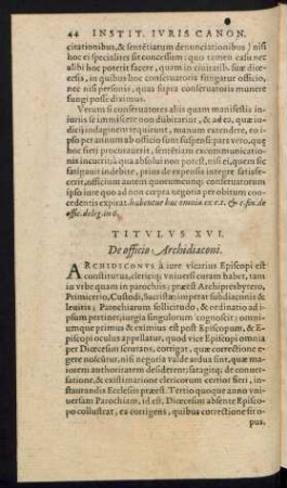 Titulus XVI. De officio Archidiaconi.