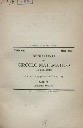 Tomo VIII. Anno 1894. Settembre - Ottobre.