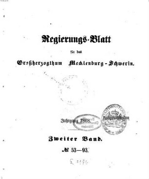 Regierungsblatt für Mecklenburg-Schwerin. 1868,2