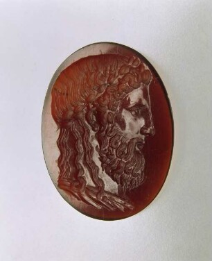 Römische Gemme mit dem Kopf des Zeus von Olympia