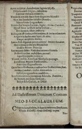 Ad Illustrissimum Dominum Comitem Neo-Baccalaureum