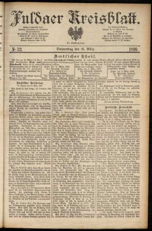Erste Ausgabe vom Donnerstag, den 16. März 1899.