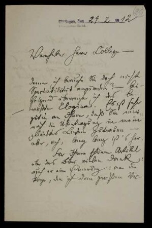 Nr. 30 Brief von Max Lehmann an Edward Schröder. Göttingen, 24.2.1912