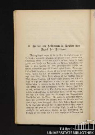 IV. Kultur der Erdbeeren in Töpfen zum Zweck der Treiberei.