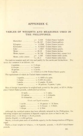 Appendix C. Tables of weights and measures used in the Philippines