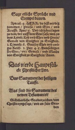 Das vierde Hauptstücke Christlicher Lere.