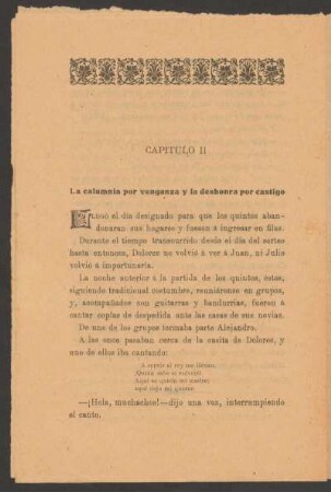 Capítulo II : La calumnia por venganza y la deshonra por castigo