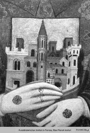 Altarwerk, doppelseitiges Dossale : Heiliger Petrus : Heiliger Herkulanus mit Stadtansicht von Perugia