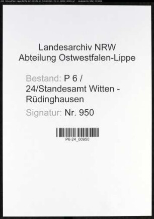 Heiratsregister Standesamt Witten-Rüdinghausen