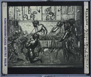 Donatello, Gastmahl des Herodes, Relief am Taufbecken des Sieneser Taufbeckens : Relief am Taufbecken, Das Gastmahl des Herodes/Tanz der Salome