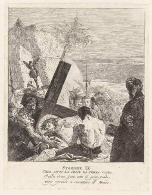 Jesus fällt zum dritten Mal unter dem Kreuz (9. Station des Kreuzwegs), aus der Folge "Via Crucis"