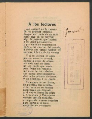 A los lectores