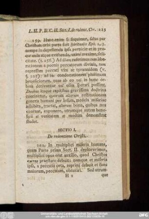 Sectio I. De redemtione Christi.
