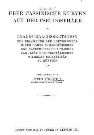 Über Cassinische Kurven auf der Pseudosphäre