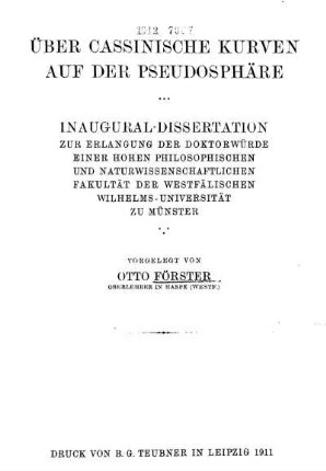 Über Cassinische Kurven auf der Pseudosphäre