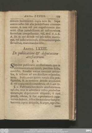 Artic. LXXIII. De publicatione & disputatione attestatorum.