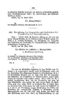 Berechnung der Tagegelder und Fuhrkosten bei Dienstreisen der Staatsbeamten : [I. Allgemeine Verhältnisse der Beamten]