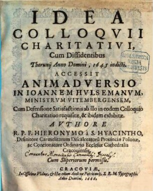 Idea colloquii Charitativi ...