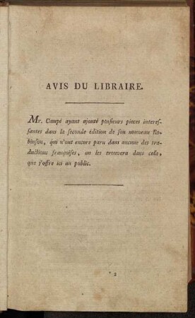 Avis du Libraire.