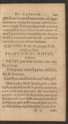 Cap. XXIV. & ult. de reliquis Postpraed. ut sunt Prius, Simul, Motus, habere.