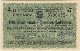 3 Reichsmark / 12 Reichsmark - 1/10 Los, 4. Klasse
