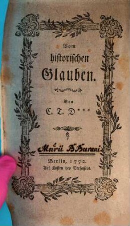 Vom historischen Glauben, [1]