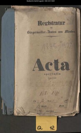 Verpflegung und Unterstützung der Armen und deren Angehörigen sowie der betreffenden Gemeinden – specialia –