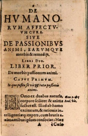 De humanorum affectuum cura libri duo