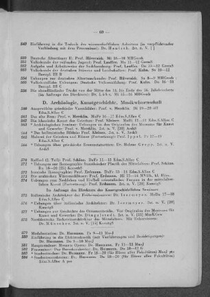 D. Archäologie, Kunstgeschichte, Musikwissenschaft