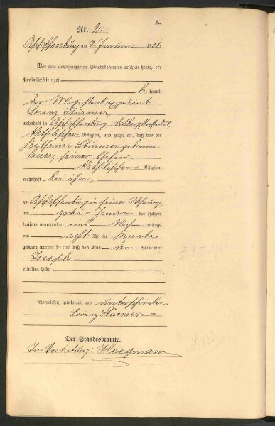 Standesamtsbuch der Stadt Aschaffenburg: Geburten 365/1900 - 184/1901
