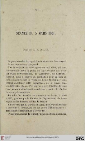 Séance du 5 mars 1861