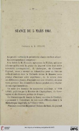 Séance du 5 mars 1861