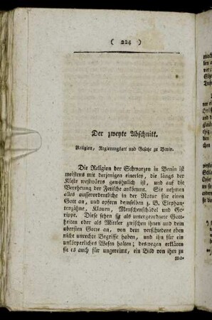 Der zweyte Abschnitt. Religion, Regierungsart und Gesetze zu Benin.