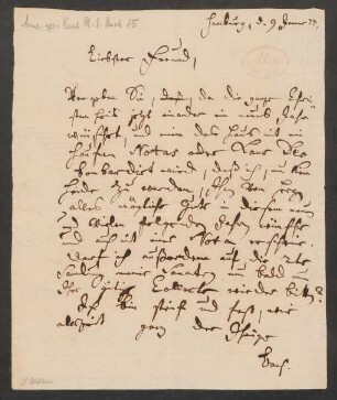 Brief an Johann Nikolaus Forkel : 09.01.1777