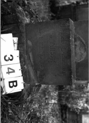 Grabstein 34 (Index: 100096245) Maße HxBxT: 124x30x28 cm Symbolik: Rosenzweig: Grabstein 34B