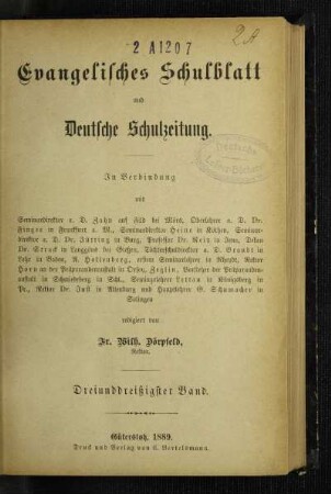 33: Evangelisches Schulblatt und deutsche Schulzeitung - 33.1889