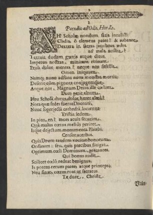 I. Parodia ad Odia. Hor. I. 1.