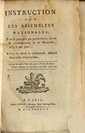 Instruction sur les assemblées nationales