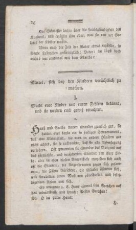 Mittel, sich bey den Kindern verächtlich zu machen