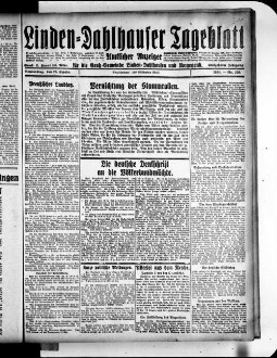 Linden-Dahlhauser Tageblatt : Bochumer Tageblatt : amtlicher Anzeiger für die Groß-Gemeinde Linden-Dahlhausen und Umgegend