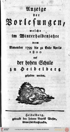 Wintersemester 1799/1800