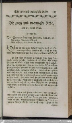Die zwey und zwanzigste Rede, den 26. May 1746