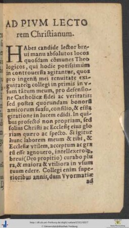 Ad Pium Lectorem Christianum