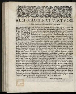 Dedikation an die Herren und Landesgenossen von Urbino von Simone Balsamino, o.O. + Datum