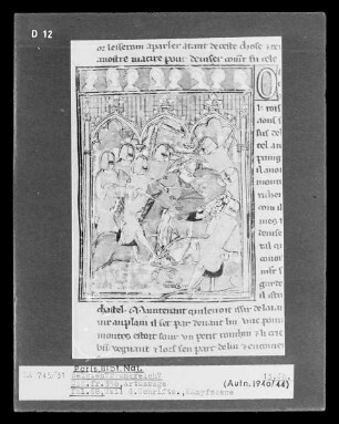 Roman des chevaliers de la table ronde, Artussage, fol. 68, Kampfszene