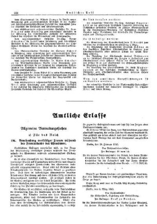 Beurlaubung werktätiger Frauen während des Fronturlaubs der Ehemänner : [Allgemeine Verwaltungssachen] ; [Für das Reich] ; [Amtliche Erlasse] ; [Amtlicher Teil]