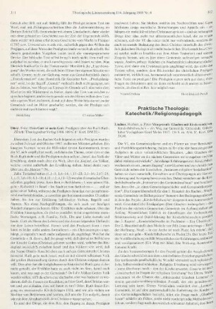 Praktische Theologie: Katechetik/Religionspädagogik