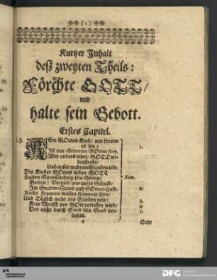 Kurtzer Inhalt deß zweyten Theils.