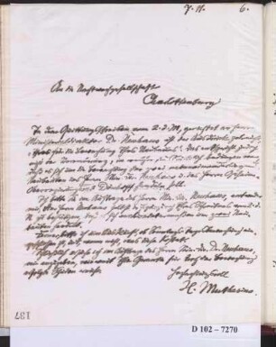 Schreiben an Nachtwachgesellschaft Charlottenburg (Brief)